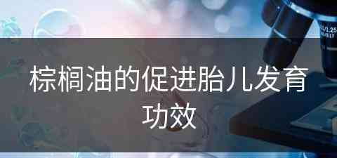 棕榈油的促进胎儿发育功效(棕榈油的促进胎儿发育功效是什么)